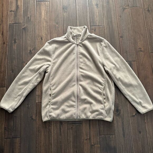 St. John’s Bay Tan Full Zip Fleece Jacket L - Picture 1 of 6